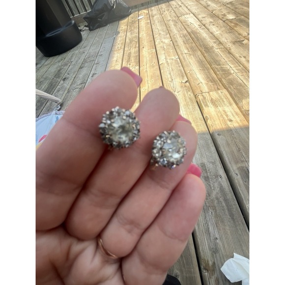 MODEL 1960s antique Ukraine Clip on earrings Stelling SILVER 875 vtg art - Picture 10 of 15